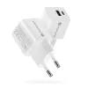Nástenná nabíjačka everActive SC-330Q s 1x USB-A a 1x USB-C konektormi, 20W, biela
