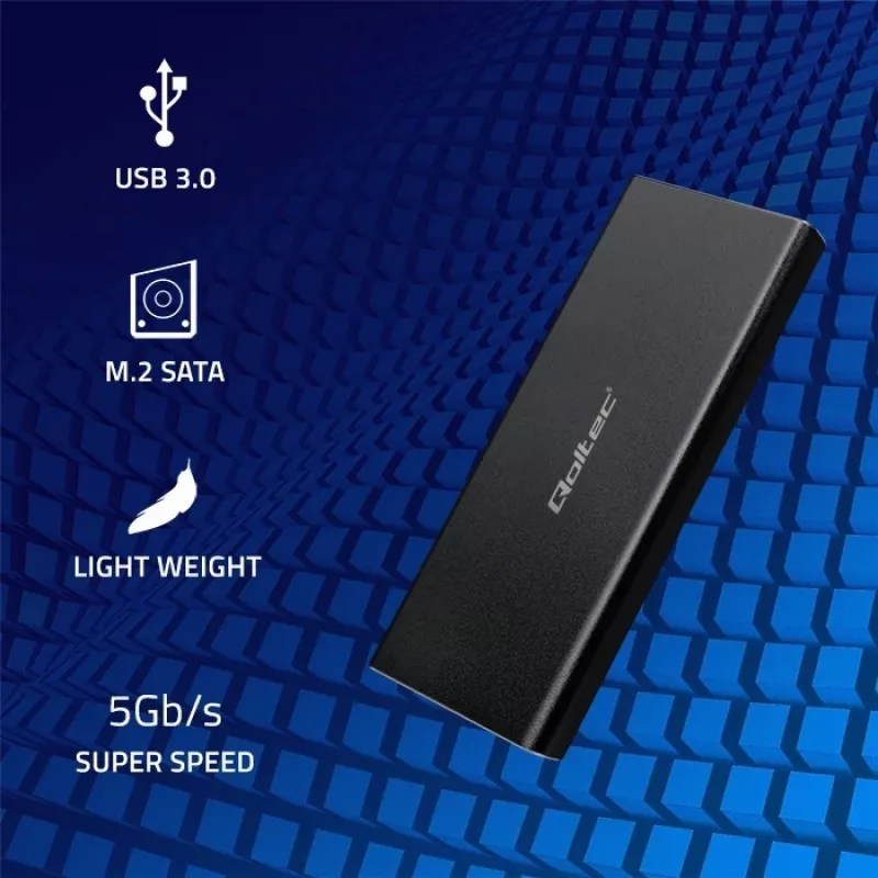M.2 SATA SSD puzdro QOLTEC 51854 USB 3.0 bez nástrojov