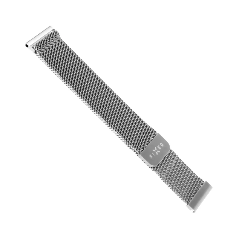 Mesh náramok na hodinky FIXED FIXMEST-20MM-SL — 20 mm strieborný kovový náramok s rýchloupínacími kolíkmi