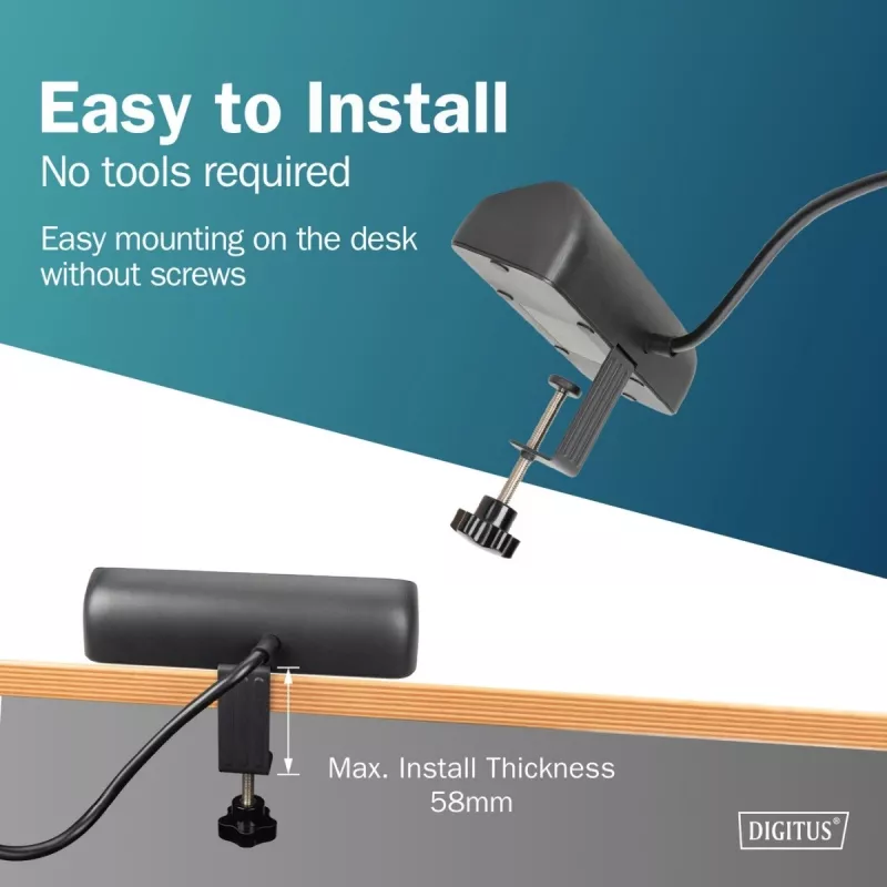 Predlžovacia zásuvka DIGITUS 3-násobná s 2×USB-A & 1×USB-C, 3 AC zásuvky Typ E/F, 1,5 m kábel, čierna