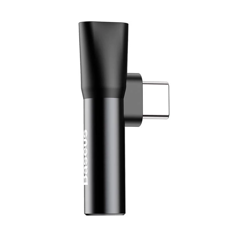 Baseus audio adaptér USB-C na minikonektor 3,5 mm + USB-C (čierna)