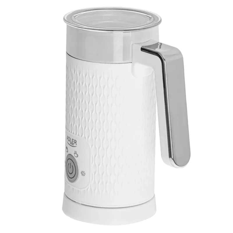 Automatický šľahač mlieka Adler AD 4494 Metallic White — 130 ml peny, 300 ml ohrevu, 500 W