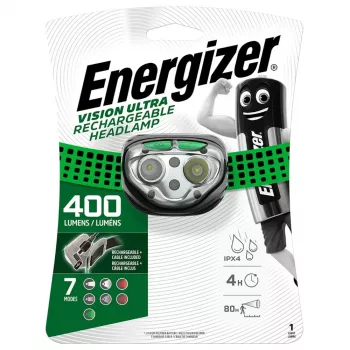 Čelová lampa Energizer Vision Ultra E301528200 — nabíjateľná 400 lúmenov