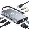 HUB 8in1 adaptér USB C HDMI x2 USB VGA RJ45 PD