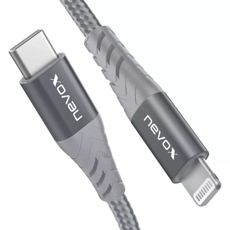 USB 2.0 adaptérový kábel, konektor samec USB-C > konektor samec Lightning (strieborná/sivá, 1 meter, PD, opláštený)