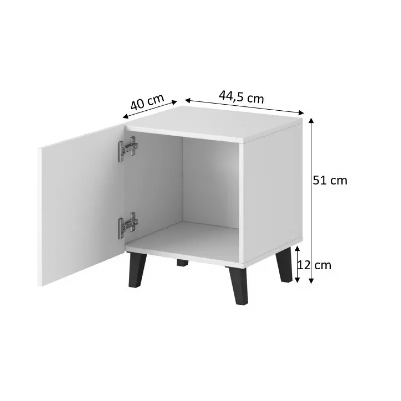 Sada nočných stolíkov cama meble PAFOS, 2 ks, 45×40×51 cm, čierna matná, MDF/drevotrieska