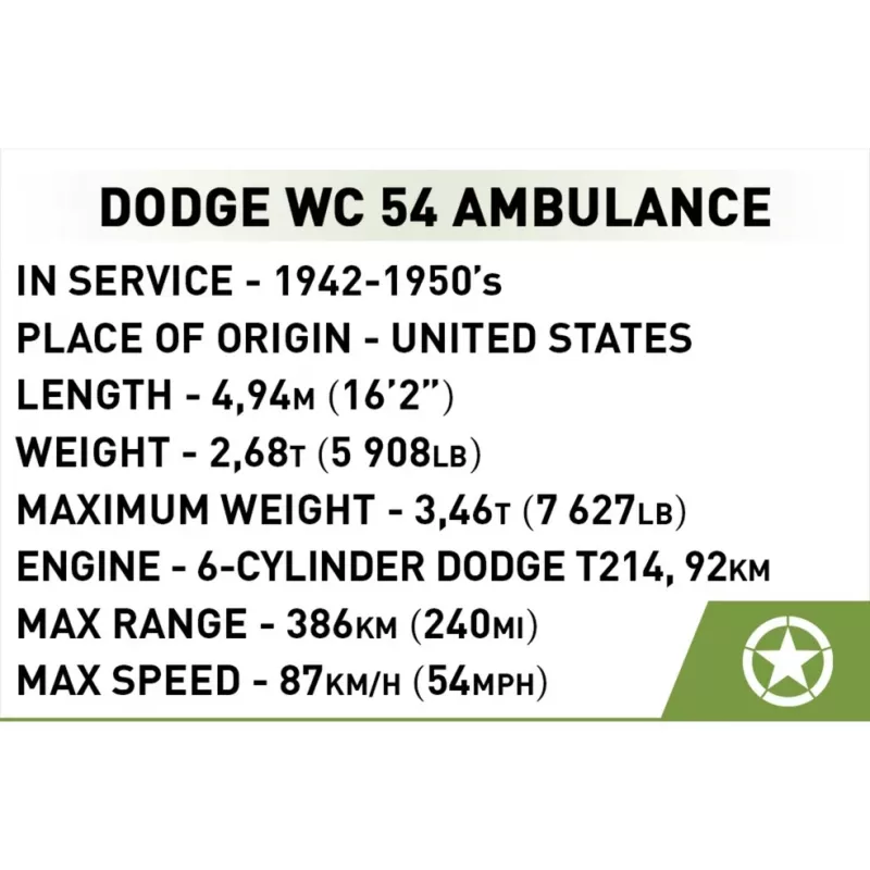 Stavebnica Cobi Dodge WC-54 sanitka model 2257 mierka 1:35 stavebnica