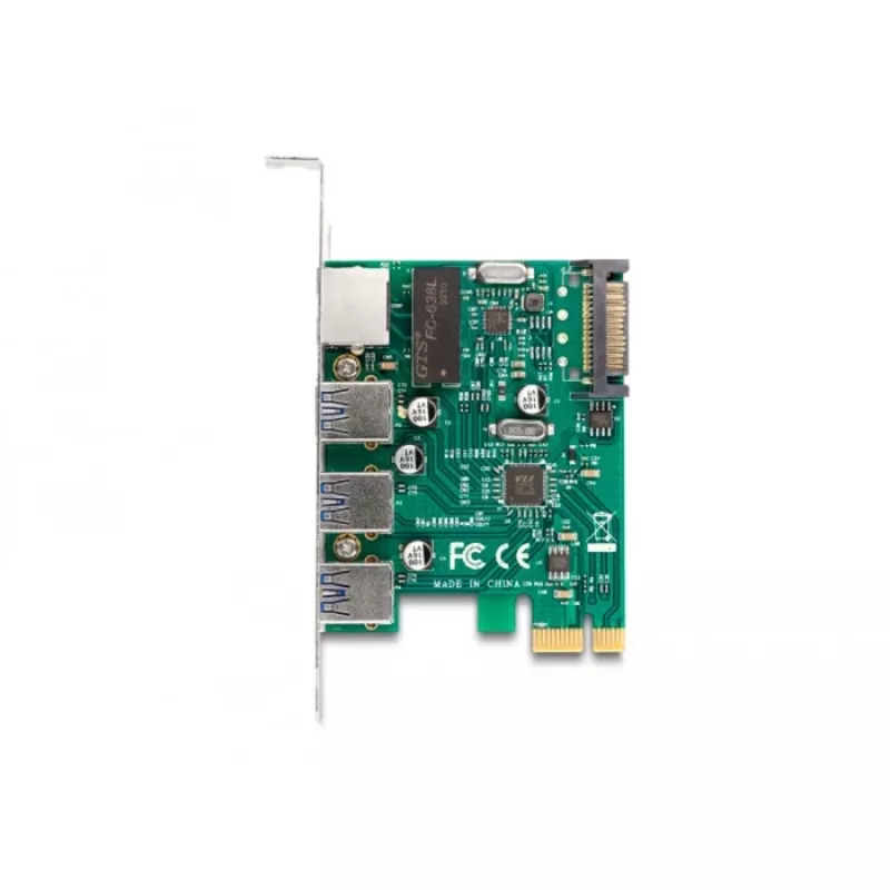 DeLOCK karta PCI Express x1, 3 x USB 5 Gbps typ A, 1 x Gigabit LAN