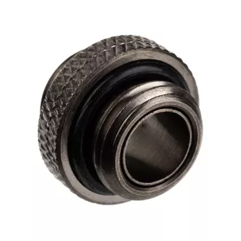 Adaptér Alphacool G1/4 samec na G1/4 samec, kovové uhlové spojenie, čierny