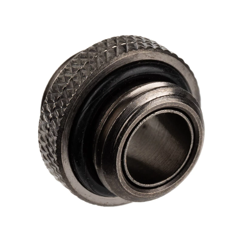 Adaptér Alphacool G1/4 samec na G1/4 samec, kovové uhlové spojenie, čierny