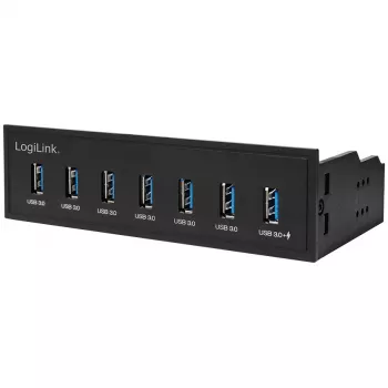 LogiLink USB 3.0 hub, 7-portový 5,25 palca interný, s funkciou rýchleho nabíjania - hub - 6 x SuperSpeed USB 3.0 + 1 x SuperSpeed USB 3.0 (nabíjanie)