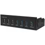 LogiLink USB 3.0 hub, 7-portový 5,25 palca interný, s funkciou rýchleho nabíjania - hub - 6 x SuperSpeed USB 3.0 + 1 x SuperSpeed USB 3.0 (nabíjanie)