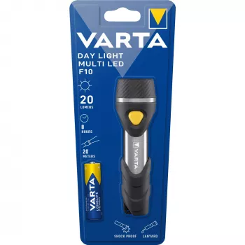 Varta Day Light Multi LED F10 - blikajúce svetlo na kľúče - hliník - čierna - ABS syntetika - hliník - kaučuk - tlačidlá - CE - LED