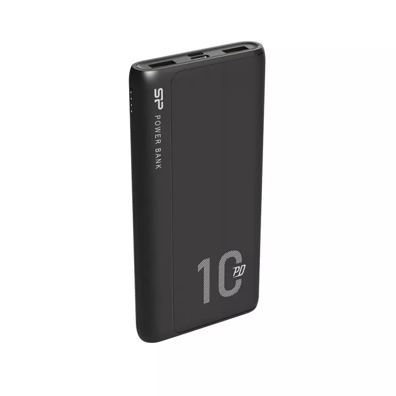 Powerbank Silicon Power QP15 10000 mAh, LiPo, 2x USB-A + 2x USB-C, Micro-USB vstup, čierna