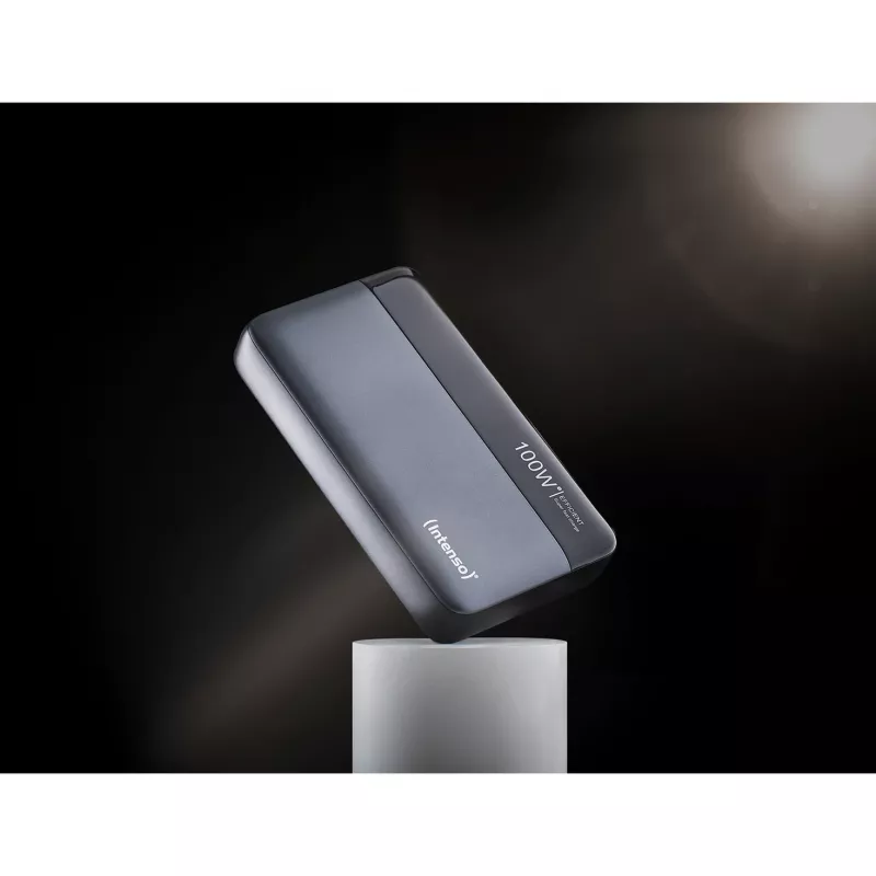 Powerbank INTENSO 7350050 — 20000 mAh, 1× USB-A + 2× USB-C, 100 W celkový výstupný výkon, čierna/sivá