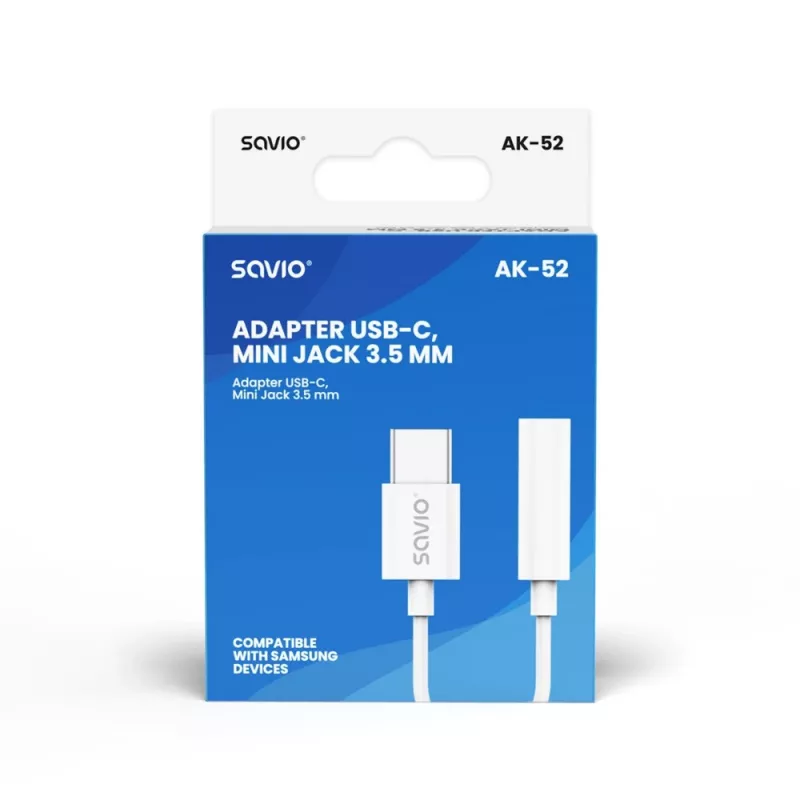 USB Type 3.1 C (M) – Jack 3,5mm (F) audio adaptér biela SAVIO AK-52