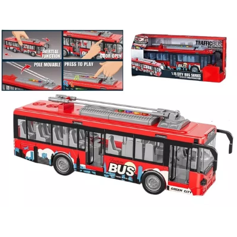 Hračkársky autobus so svetlami, zvukom a otváracími dverami Madej model 012865