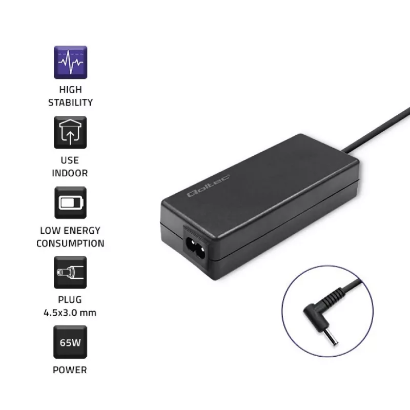 Napájací zdroj QOLTEC 65W 19V 3,42A pre notebooky a kompatibilné zariadenia