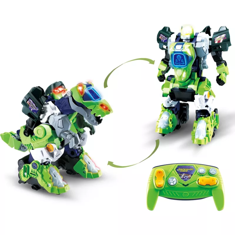 Diaľkovo ovládaný dinosaurus hračka VTech Switch & Go Dinos T-Rex, mení sa medzi dinosaurom a vozidlom, pre deti