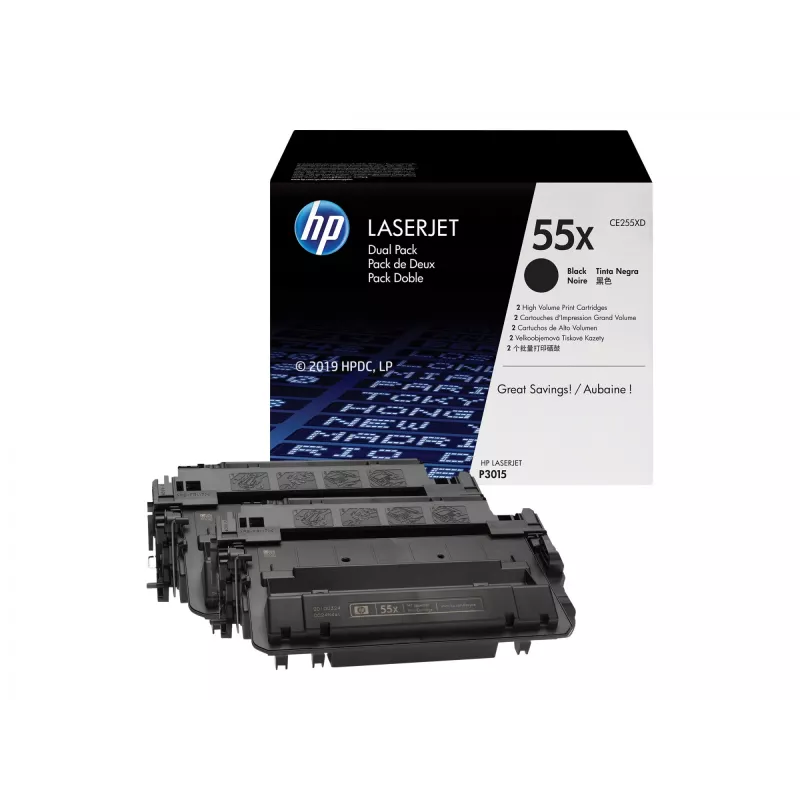 HP 55X balenie 2 ks s vysokou výdržou čierne originálne LaserJet tonerkazety