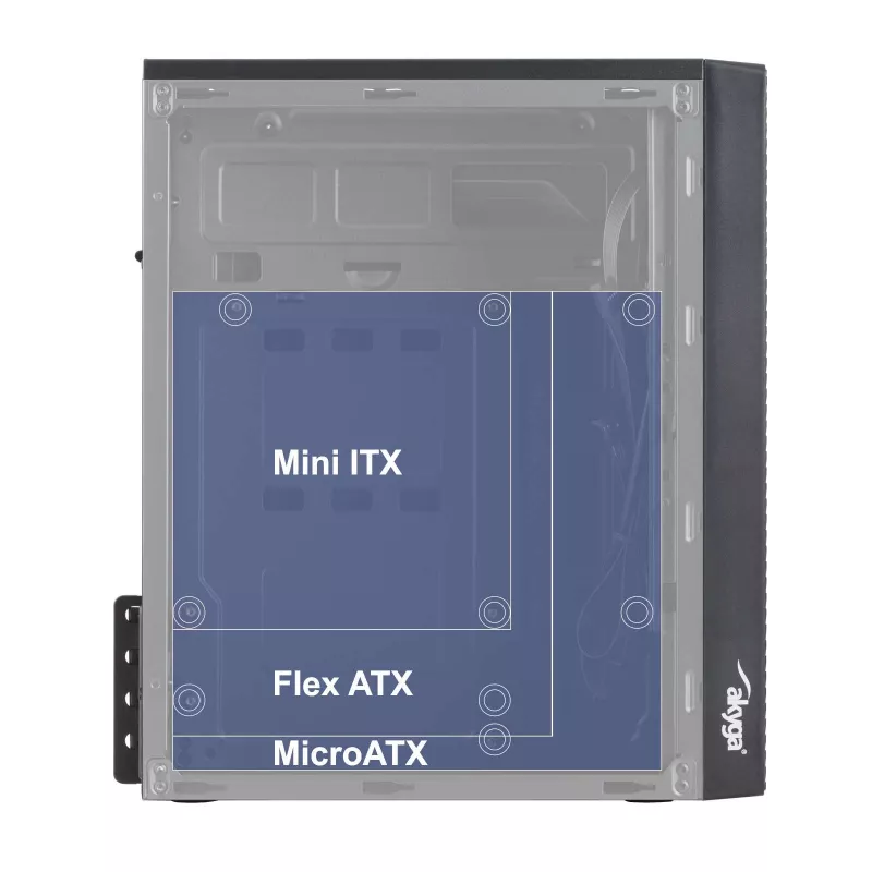 Akyga AK35BK Micro-ATX PC skriňa, Micro ATX / Flex ATX / Mini ITX, 2x USB 2.0, bez napájacieho zdroja, čierna