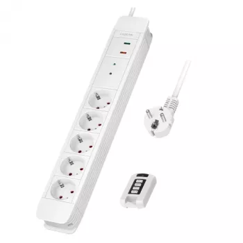 LogiLink LPS402 rozbočovač napájania 1,5 m 5 AC zásuviek pre interiér biela