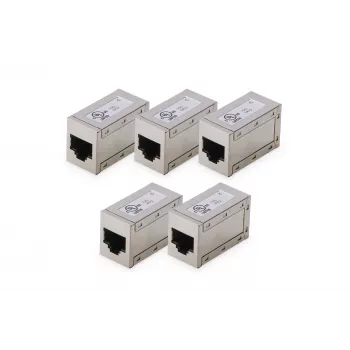 DIGITUS CAT 6 modulárne spojky, tienené, 5 kusov, RJ-45, zlaté kontakty, Strieborná