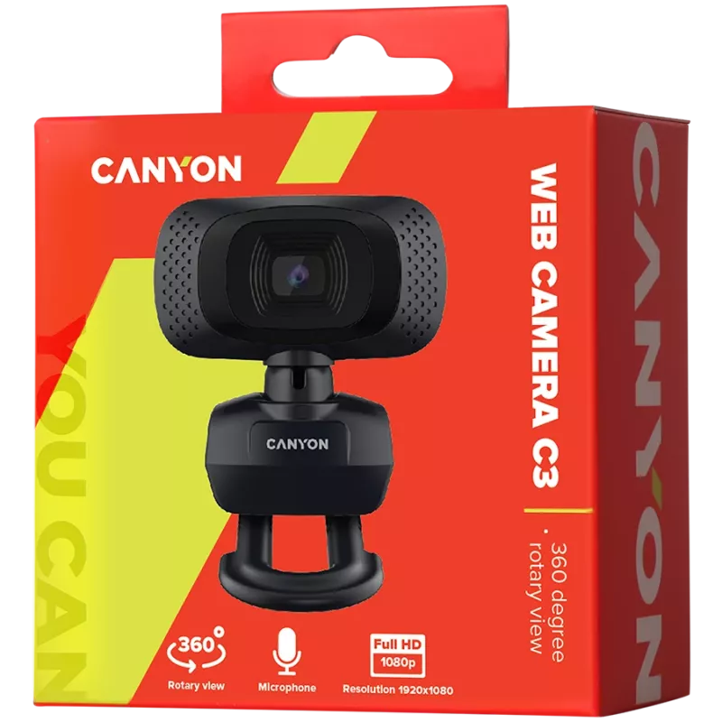 CANYON webkamera C3 HD 720p čierna