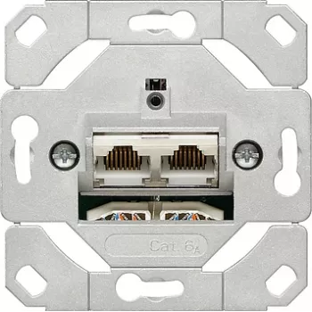 Sieťová zásuvka Gira 245200 – 2×RJ-45 Cat6a, metalická