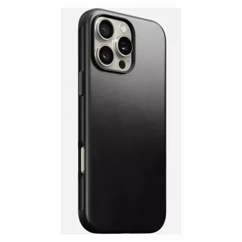 Puzdro na telefón Nomad Modern Leather Case pre iPhone 16 Pro Max, 6,9 palcov (17,5 cm), čierne, koža+PC+TPU