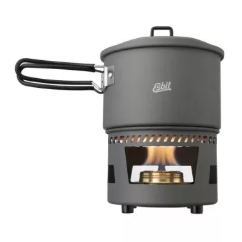 ESBIT súprava na varenie s liehovým varičom, hliník 1,5 L, Ø15,4 cm, H115 mm, čierna