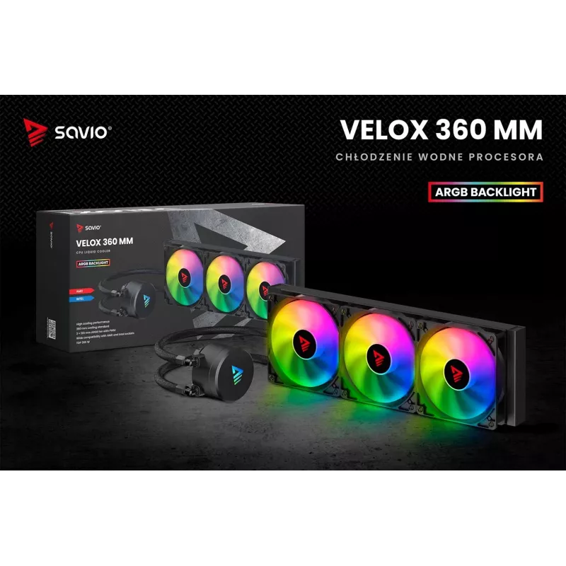 SAVIO VELOX 360 mm CPU kvapalinový chladič s ARGB