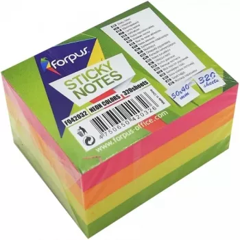 Samolepiace lístočky Forpus, neónové, 50x40 mm, mix, kocka (1x320)