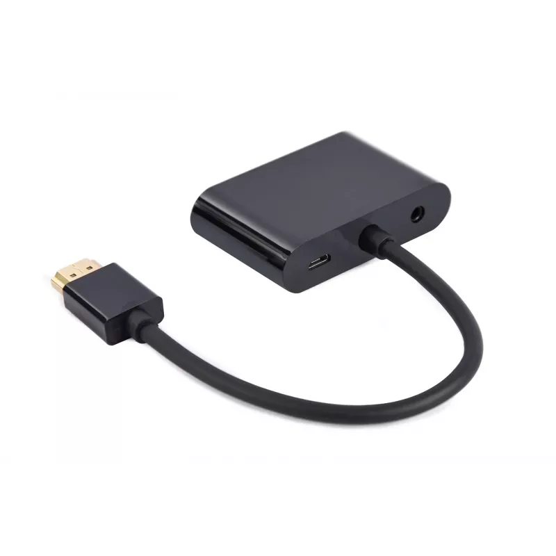 Gembird A-HDMIM-HDMIFVGAF-01 adaptér HDMI samec na HDMI samica + VGA samica s audio a napájacím portom