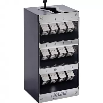 InLine 76203Q keystone patch panel, 12-port Cat.6A, montáž na stenu/DIN lištu