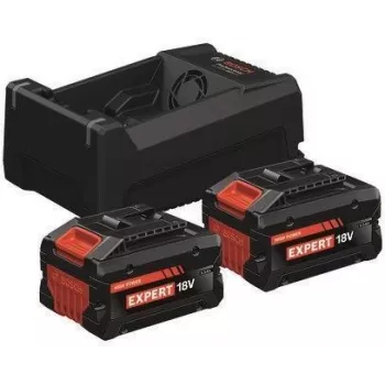 EXPERT štartovacia sada 2x EXBA 18V-55 + dvojnapäťová nabíjačka GAL 12V/18V-80 (čierna, 2x lítium-iónová batéria 5,5 Ah, AMPShare Alliance)