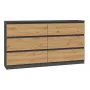Komoda Top e Shop M6 140 ANT/ART, 6 zásuviek, antracit dub, 1380×750×400 mm