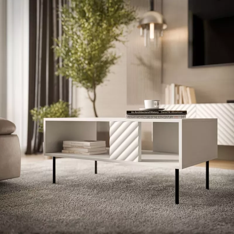 Konferenčný stolík Cama Meble LUCCA 100 x 55 x 46 cm, obdĺžnikový biely