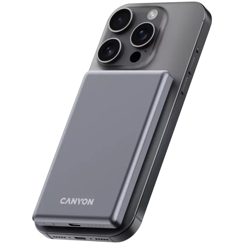 Canyon OnPower 505 - powerbanka - 5 000 mAh - vstup USB-C - výstup USB-C PD 20W + Wireless Magnet 1