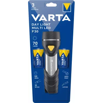 Ručná baterka Varta Day Light Multi LED F30 čierna strieborná žltá