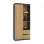 Top e Shop RS-80 BILY knižnica, antracitový rám, dvere artisan dub, 7 políc, 2 zásuvky, 1800×800×350 mm