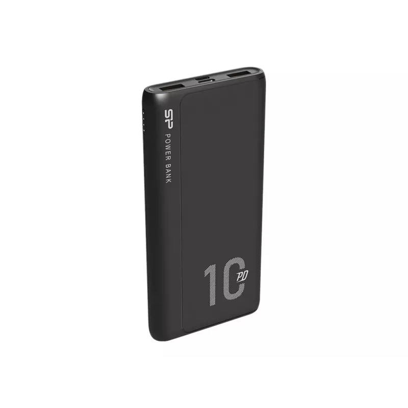 Powerbank Silicon Power QP15 10000 mAh, LiPo, 2x USB-A + 2x USB-C, Micro-USB vstup, čierna