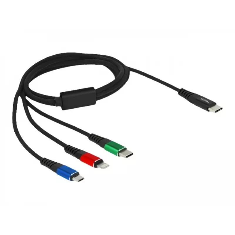 DeLOCK USB nabíjací kábel 3-in-1 USB Type-C na Lightning Micro-USB 1 m