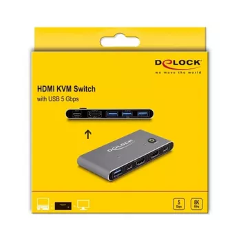 DeLOCK HDMI KVM prepínač 8K 60 Hz s USB 5 Gbps
