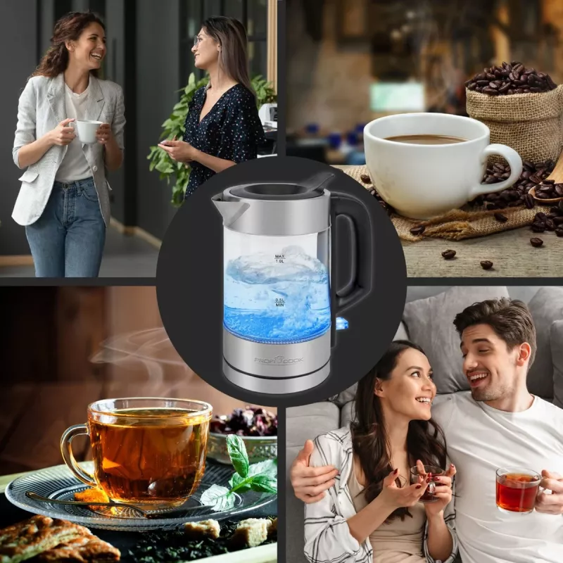 ProfiCook PC-WKS 1229 G rýchlovarná kanvica 1 L 1600 W nerez, priehľadná