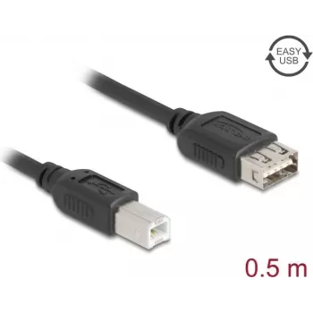 USB 2.0 kábel DELOCK 81529, USB B na USB A, 0,5 m, čierna