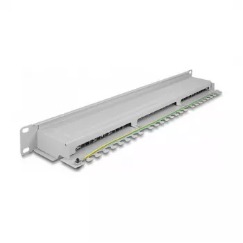 DeLOCK 19 inch patch panel 16 portov Cat.6A 1HE sivý kovový rack