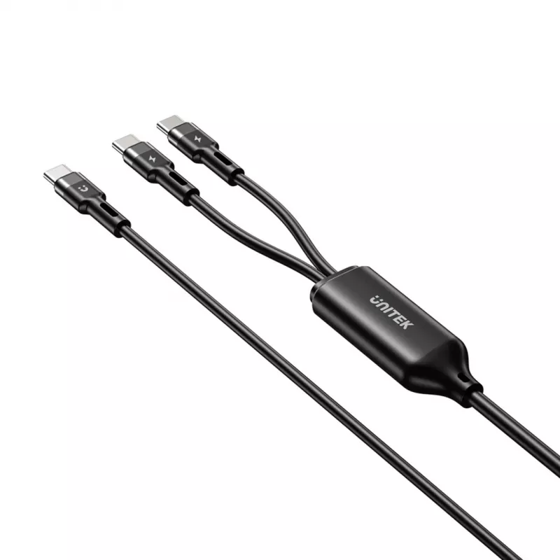 USB-C 2-in-1 kábel Unitek C14146ABK01 1,8 m, USB-C na USB-C, 100 W PD, čierny