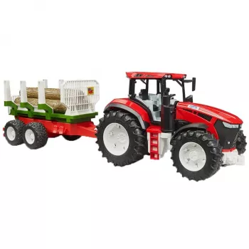 BRUDER traktor s dreveným prívesom BR-03453 – mechanická hračka, kompatibilná s figúrkami Bruder