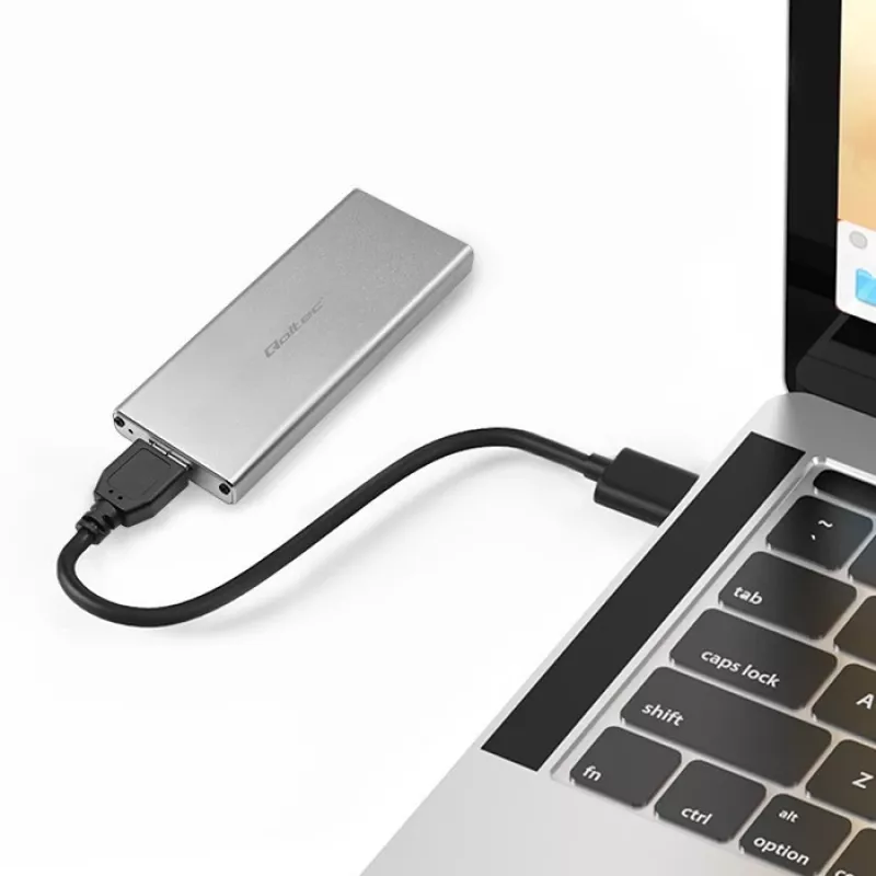 Hliníkové puzdro QOLTEC 51833 pre M.2 SSD, SATA na USB 3.0, podporuje až do 2 TB